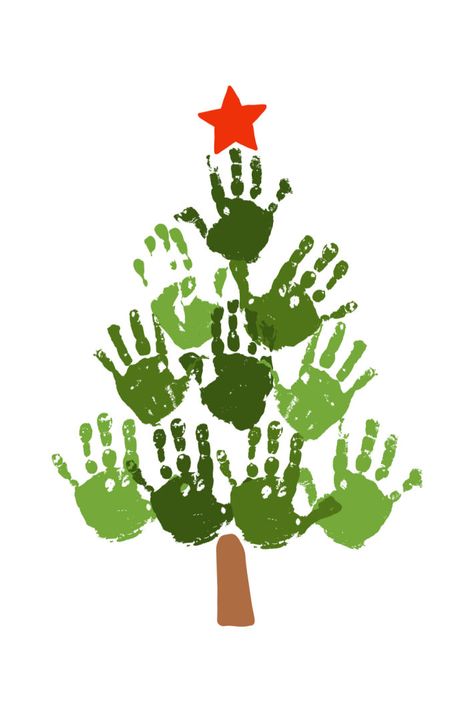 Easy Christmas Crafts For Classroom, Hand Print Christmas Tree Craft, Hands And Feet Christmas Crafts, Christmas Handprint Wreath, Christmas Tree Ideas For Toddlers, Handprint Christmas Tree Canvas, Christmas Kid Handprint Art, Handprint Wreath Preschool, Christmas Tree With Handprints