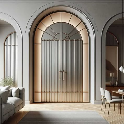 28 Arched Door Ideas » HomeDecorFull Luxury Main Entrance Door, Fluted Glass Arch Door, Classical Door Design Entrance, Arched Bedroom Door, Arch Doorway Ideas, Arched Doorways Interior, Luxury Entrance Door, Roman Door, Arched Barn Door