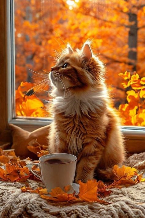 Animals And Their Babies, Orange And White Cat, Autumn Cottage, Regnul Animal, Cutee Animals, Animal Portraits Art, Gorgeous Cats, Orange Tabby Cats, Cat Pose