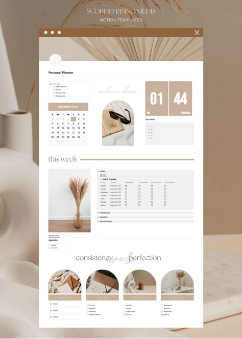 Notion Moodboard Template, Notion Dashboard Aesthetic Simple, Notion Personal Dashboard Aesthetic, Notion Instagram Planner, Notion Work Dashboard, Personal Dashboard Notion, Minimal Notion Dashboard, Minimalist Notion Dashboard, Notion Inspiration Aesthetic