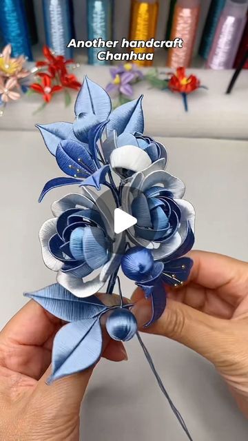 Chanhua Flower Tutorial, Chanhua Flower, Ribbon Origami, Thread Flowers, Silk Flowers Diy, Chinese Flower, Handmade Sewing, Flowers Paper, Handmade Flowers Paper