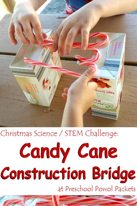 Awesome Christmas science or Christmas STEM challenge! Perfect for preschool and older kids!! Stem Christmas Challenge, Candy Cane Stem Challenge, Christmas Stem Preschool, Christmas Experiments, December Centers, Christmas Stem Challenge, Steam Night, Candy Cane Science, Christmas Science Activities