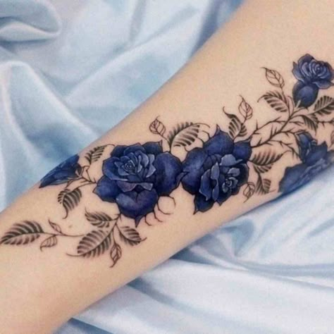 Tattoos That Wrap Around Forearm, Cover Up Rose Tattoos For Women, Pretty Rose Tattoos For Women, Flowers Around Tattoo, Roses With Words Tattoo, Mini Roses Tattoo, Small Vintage Flower Tattoo, Poppy Ankle Tattoos For Women, Cover Up Butterfly Tattoo Ideas