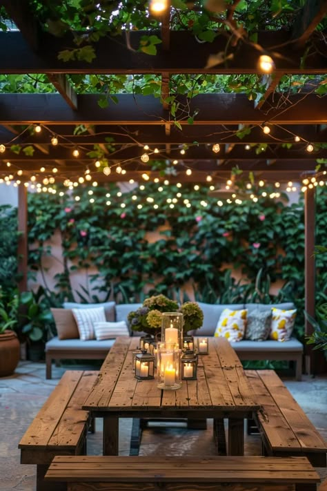 The Future of Backyard Design: Trends to Watch House Backyard Aesthetic, Outdore Living Space, Aesthetic Big Backyard, Backyard Food Garden Aesthetic, Wood And Lights Outfoor, Rustic Outdoor Spaces, Cozy Backyard, Backyard Remodel, Outdoor Living Rooms