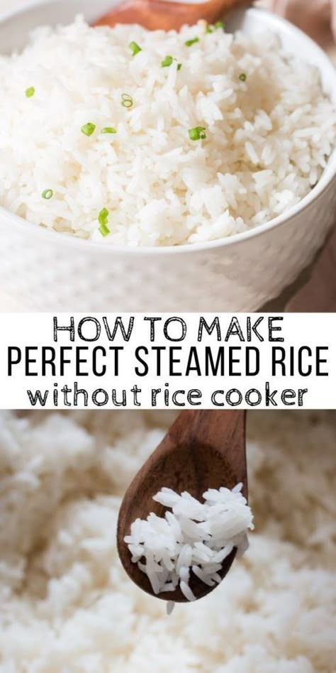 Steam Rice Recipe, Rice On Stove, Stove Top Rice, Rice On The Stove, Steamed White Rice, Perfect Rice, Cook Rice, Rice Side, Steam Cooking