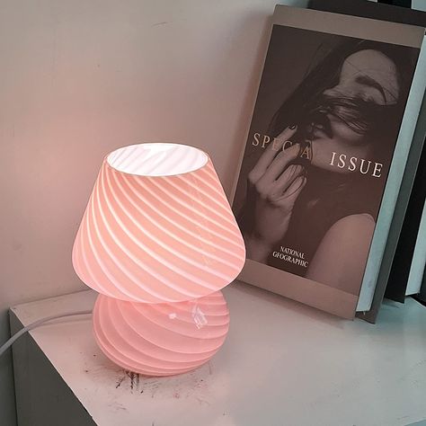 Night Desk Lamp, Vintage Night Light, Bedside Table Cute, Pink Bedside Lamp, Pink Mushroom Lamp, Small Bedside Lamp, Bedside Lamp Aesthetic, Aesthetic Table Lamp, Bedroom Table Lamps Bedside Lighting