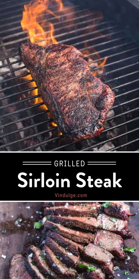 Sirloin Steak is a delicious cut of beef that is affordable and still packed with beefy flavor and tenderness. This Grilled Sirloin Steak recipe combines two-zone grilling for the perfect steak. We also have a few recommendations for delicious toppings too, including a simple (but delicious) garlic herb compound butter. Grilling Sirloin Steak, Grilled Sirloin Steak Recipes, Top Sirloin Recipes, Grilled Sirloin Steak, Top Sirloin Steak Recipe, Sirloin Steak Recipe, Herb Compound Butter, Metabolic Recipes, Grilled Sirloin