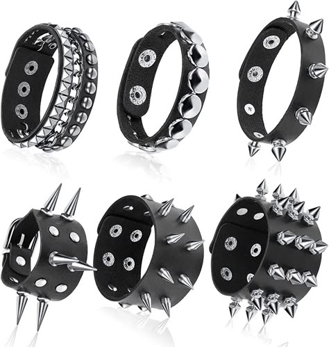 Studded Bracelet, Spike Bracelet, Faux Leather Bracelets, Wrap Bangles, Metal Spikes, Womens Cuff Bracelets, Leather Rivets, Black Leather Bracelet, Hand Accessories