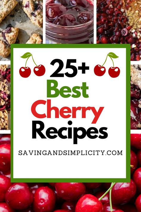 Do you have a ton of cherries? 25+ cherry recipes including cherry pie, cherry oat bars and more. Fresh cherries & frozen cherry recipes. Biscuits & berries, cake, pies and more cherry desserts. BBQ desserts, picnic treats, wedding cakes and more. Summer sweet treats perfect for family dinner. Real Cherry Recipes, Fresh Cherries Recipes Easy, Easy Recipes Using Fresh Cherries, Cherries Recipes Fresh, Recipes For Fresh Cherries, Fresh Sweet Cherry Recipes, What To Make With Cherries, Cherry Desserts With Fresh Cherries, Fresh Cherry Recipes Easy