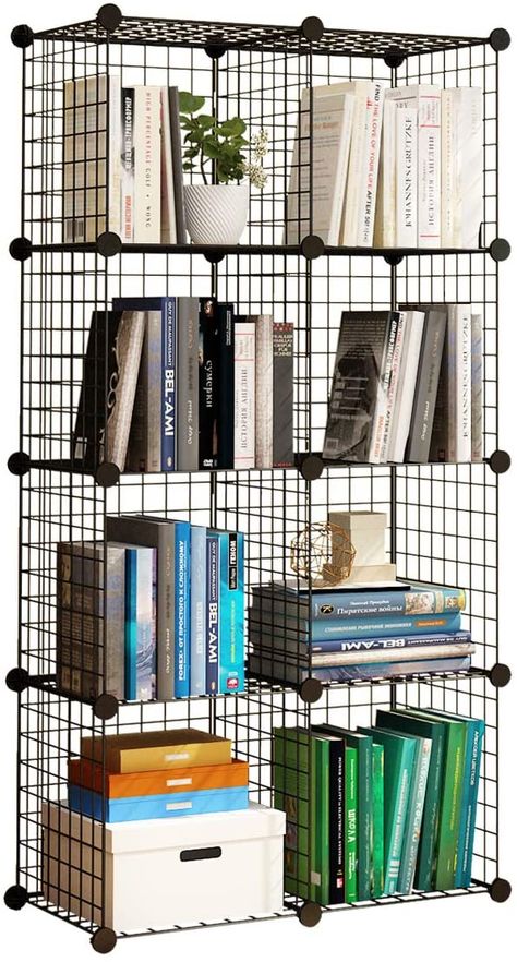 Amazon.com: KOUSI 14"x14" Storage Cubes Wire Grid Modular Metal Cubbies Organizer Bookcases and Book Shelves Origami Multifunction Shelving Unit: Office Products Wire Cube Storage, Grid Organizer, Puzzle Room, Shelves Organization, Cubby Organizer, Cube Storage Shelves, Cubby Shelf, Metal Room, Bedroom Large