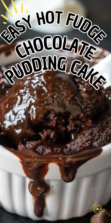 Easy Hot Fudge Chocolate Pudding Cake Hot Fudge Chocolate Pudding Cake, Chocolate Pudding Cake Mix Recipe, Chocolate Cake Mix Desserts, Hot Fudge Sundae Cake, Easy Hot Fudge, Easy Chocolate Fudge Cake, Baked Pudding, Hot Fudge Pudding Cake, Chocolate Pudding Cake Recipe