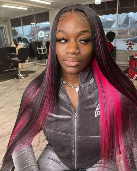 HD LACE WIGS on Instagram: “💓DM/comment for the hair link!!! Web: www.slovehair.com (We will have special events for sales&giveaway on our website.) Cr: @hairbymj_…” Pink Peekaboo Hair, Sleek Braided Ponytail, Peekaboo Hair Colors, Pink And Black Hair, Track Hairstyles, Peekaboo Hair, Sew In Hairstyles, Wig Ideas, Quick Weave Hairstyles