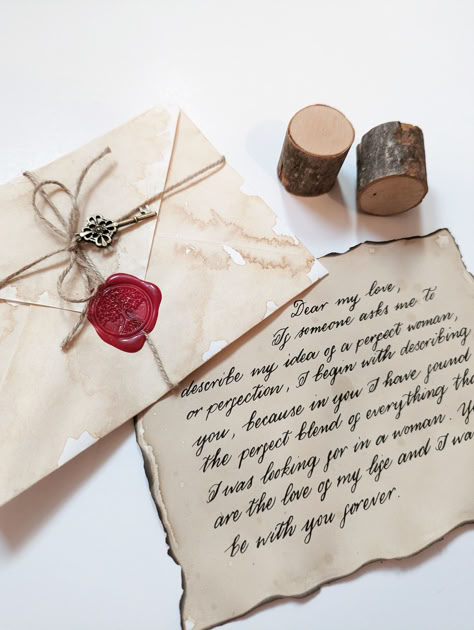 Your letter will be written on aged paper with (or without) burnt edges, enclosed in a wax sealed antique envelope (vintage key is included). Here is how it works: Antique Letters Hand Written, Burnt Paper Aesthetic, How To Make Vintage Envelope, Hand Written Letters Aesthetic Vintage, Envelope Vintage Aesthetic, Burnt Hand, Vintage Letter Design, Handwritten Letters Aesthetic Vintage, Vintage Handwritten Letters