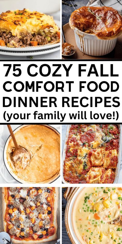 Easy Fall comfort food dinner ideas! These easy fall recipes dinner comfort foods, easy fall recipes dinner crock pot, fall meals dinners comfort foods easy, fall meals dinners comfort foods chicken, warm and cozy fall dinner recipes, quick dinner ideas comfort foods, quick comfort food dinners weeknight meals, comfort food dinners cold weather, fall meals dinners comfort foods healthy, fall food recipes dinner families, cold weather meals dinners comfort foods, fall casserole recipes for ... Easy Fall Recipes Dinner, Comfort Food Dinner Ideas, Cozy Fall Dinner Recipes, Food Dinner Ideas, Fall Casserole Recipes, Fall Recipes Dinner, Cozy Fall Dinner, Easy Fall Dinner Recipes, Easy Fall Dinners