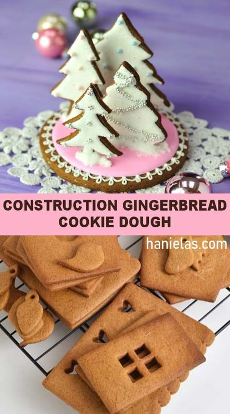 Gingerbread Recipe For Building, Construction Gingerbread Recipe, Gingerbread Construction, Construction Cookies, Spicy Gingerbread, Homemade Gingerbread House, Gingerbread Cookie Dough, Gingerbread House Recipe, Cool Gingerbread Houses