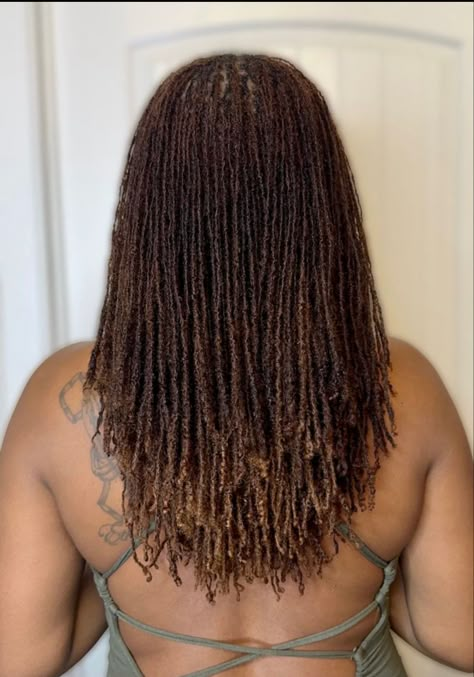 Medium Size Sisterlocks, Long Micro Locs Hairstyles, Sisters Locks Hair Styles, Brown Sisterlocks, Microlocs Long, Interlocking Microlocs, Brown Microlocs, Micro Sisterlocks, Blonde Sisterlocks