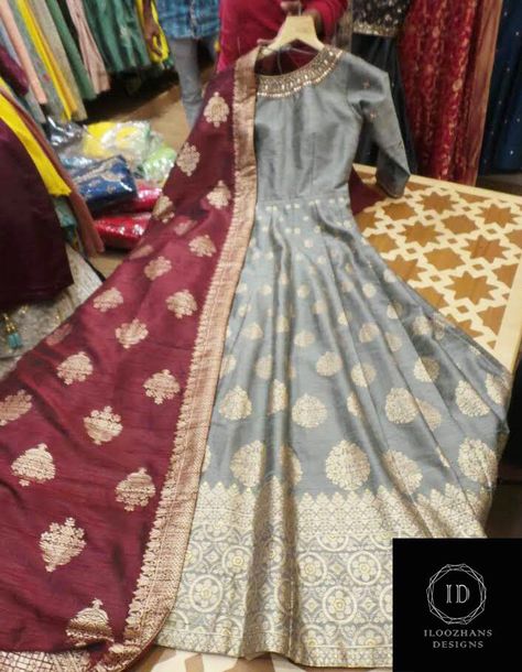 Grey And Maroon Outfit, Grey Indian Outfit, Pakistani Marriage, Maroon Anarkali, Gold Embroidered Dress, Blue Frock, Art Thoughts, Maroon Outfit, Combination Dresses