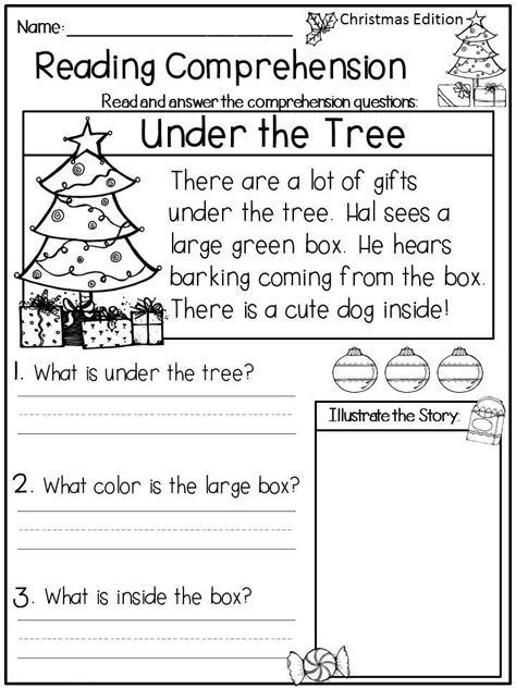 1st Grade English Worksheets - Best Coloring Pages For Kids Christmas Reading Activities, Christmas Reading Comprehension, 1st Grade Reading Worksheets, Christmas Literacy, December Kindergarten, Holiday Worksheets, Reading Comprehension Kindergarten, Kindergarten Reading Worksheets, 1st Grade Reading