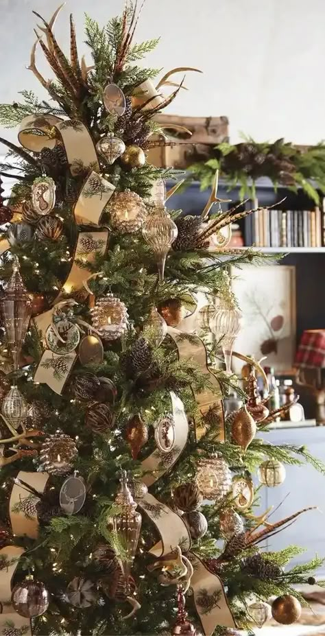 45+ Creative Christmas Tree Themes & Ideas for 2024 - HubPages Woodland Christmas Decor, Woodland Christmas Tree, Copper Christmas, Christmas Lodge, Christmas Tree Decor Ideas, Tree Decor Ideas, Christmas Tree Decorating Themes, Festival Of Trees, Glam Christmas