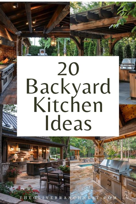 Elevate your outdoor cookouts with stunning backyard kitchen ideas! From grill stations to smokers, explore designs that integrate seamlessly with your pool area for the ultimate BBQ experience. Perfect for those who love to entertain and enjoy gourmet grilling in style. Outdoor Kitchen Ideas Layout Modern, Outdoor Kitchen Entertaining Area, Backyard Grill Ideas Small Spaces, Small Barbecue Areas Outdoor, Outdoor Grill Area Ideas, Outdoor Kitchen With Freestanding Grill, Covered Patio Grill Station, Barbeque Outdoor Design, Backyard Bbq Ideas Layout Outdoor Kitchen Design