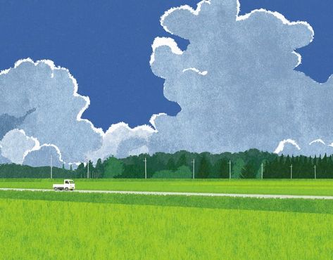 Ryo Takemasa, 심플한 그림, Clouds In The Sky, Gig Poster, Cover Illustration, Landscape Illustration, Illustrations And Posters, Anime Scenery, New Yorker