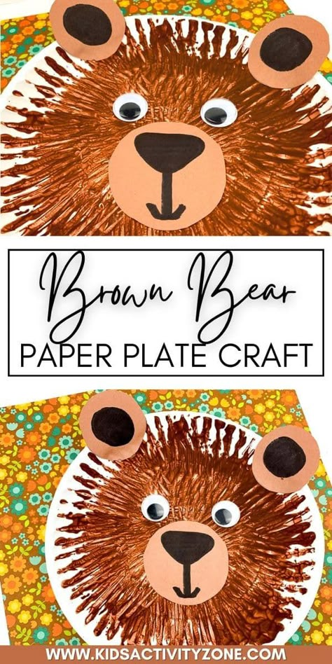 Cute and easy Brown Bear Paper Plate Craft is the perfect activity for young kids. This easy craft pairs great with that favorite children's book Brown Bear, Brown Bear, What Do You See?. Paper Plate Crafts Preschool, Brown Bear Brown Bear Crafts, Brown Bear Craft, Bear Paper Plate Craft, Paper Plate Activities, Bear Activities Preschool, Groundhog Day Crafts For Kids, Bear Crafts Preschool, Groundhog Day Crafts