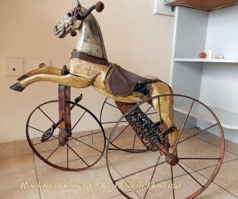 19th century French Velocipede / tricycle horse Rocking Horse & Art Design Holland.........................................................................antique rocking horse, antique rocking horses, antique child velocipe, antique French tricycle, rare antque horses, rocking , toy rocking , wood rocking , carousel wooden, carousel Antique Rocking Horse, Wooden Horses, Rocking Horse Toy, Victorian Toys, Horse Toys, Pull Toys, Toy Horses, Tricycle Bike, Antique Horse