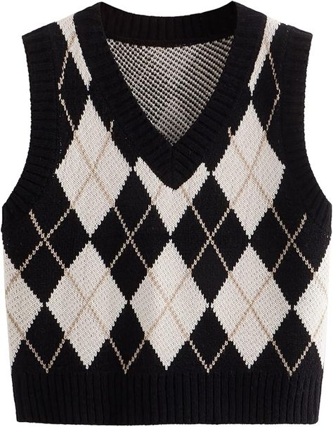 Tennis Jersey, Plaid Sweater Vest, Sweater Vest Black, Tennis Outfit Aesthetic, Clothing Basics, Argyle Sweater Vest, Tennis Outfit, Sleeveless Sweater Vest, Christmas Clothes