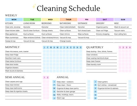 Cleaning Schedule Checklist Printable, Household Cleaning Schedule Printables, One Bedroom Apartment Cleaning Schedule, Master Cleaning Schedule, How Often Cleaning List, Chore Lists For Adults, Adult Cleaning Schedule, Annual Cleaning Schedule, How To Keep House Clean