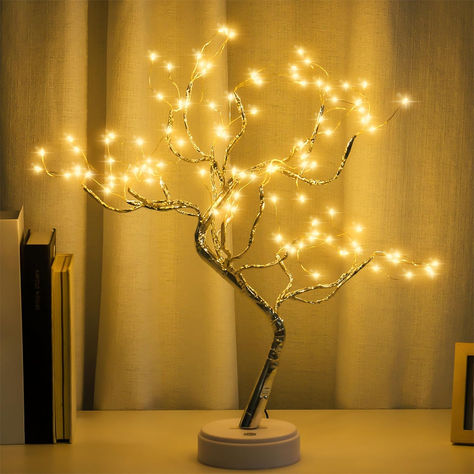 Real Christmas Trees, Bedroom Aesthetic Cozy, Fairy Lights In Trees, Wire Bonsai, Starburst Light, Diy String Lights, Led Decorative Lights, Decorative Night Lights, Led Tree