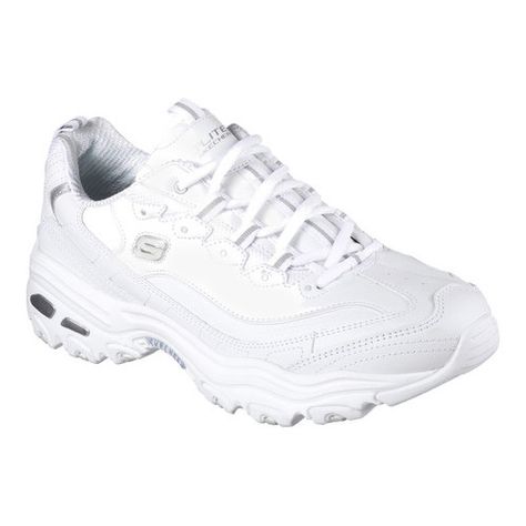 Men's Skechers D'Lites Buffston Sneaker - White Sneakers White Summer Shoes, Walking Routine, Yeezy Balenciaga, Black Work Shoes, Sketchers Shoes, Skechers D Lites, Arch Support Shoes, Mens Fashion Sneakers, Concert Ideas