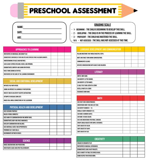 Printable Preschool Assessment Forms Preschool Report Card, Prek Assessment, Preschool Assessment Forms, Preschool Portfolio, Preschool Homework, Kindergarten Report Cards, Christmas Stocking Template, Stocking Template, Conference Forms