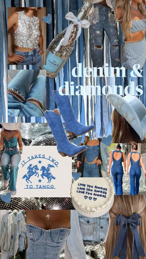 Denim Bachelorette Party, Diamonds Bachelorette, Bachelorette Party Outfit Themes, Nashville Bachelorette Party Outfit, Bachelorette Outfit Themes, Bach Themes, Outfit Themes, Austin Bachelorette, Western Bachelorette