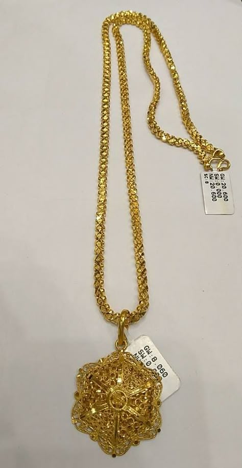 22 Karat Gold Necklace Gold Chain With Pendant Indian, Gold Jewellery India, 22k Gold Necklace, Chain With Pendant, Gold Initial Pendant, Neck Pieces Jewelry, Gold Jewelry Simple Necklace, Beautiful Gold Necklaces, Gold Chain Design