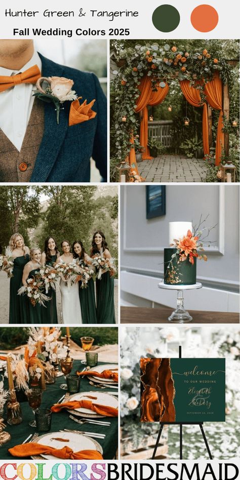 Green Orange Gold Wedding, White And Hunter Green Wedding, Burnt Orange And Olive Green Wedding, Green Wedding Tablecloth, Burnt Orange And Green Wedding, Green Red Wedding, Wedding Welcome Sign White, Green And Orange Wedding, Wedding Colors 2025