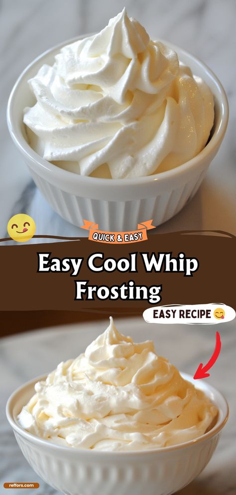 Fluff Icing Recipe, Homemade Whipped Frosting Easy, Cool Whip Frosting For Ice Cream Cake, Pudding Cool Whip Frosting Recipe, Piping Cool Whip, Cool Whip And Pudding Icing, Cream Cheese Frosting With Cool Whip, Vanilla Pudding Icing Frosting Recipes, Homemade Whip Cream Frosting