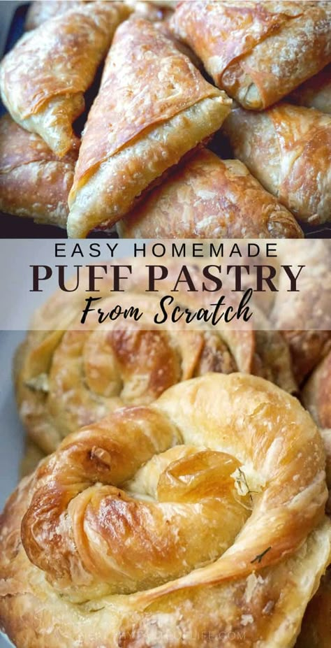 Healthy homemade puff pastry recipes: savory or sweet filling. Easy puff pastry recipes made from scratch with healthy ingredients, great for breakfast, dinner, as a meal, appetizer (with savory cheese) or dessert (apple turnovers). Learn how to make the best puff pastry recipes at home with a step by step video. #puffpastry #healthy #recipe #homemade #savory #sweet Apple Turnovers From Scratch, Easy Homemade Puff Pastry, Homemade Puff Pastry Dough, Puff Pastry From Scratch, Easy Puff Pastry Recipe, Homemade Puff Pastry, Pastry Dough Recipe, Apple Cheese, Puff Pastry Recipes Dessert