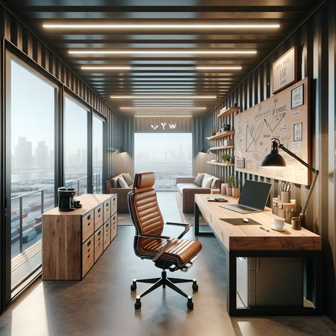 Workplace Design Office, Shipping Container Workshop, Home Design Exterior, Office Container, Modern Cottage Homes, Container House Interior, Shipping Container Office, Home Designs Exterior, Exterior Home Design