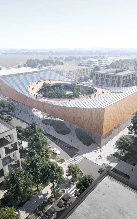 Danish Architecture, Wooden Facade, Sustainable City, Rooftop Patio, Cultural Architecture, New Museum, Science Museum, Science Center, Concept Architecture