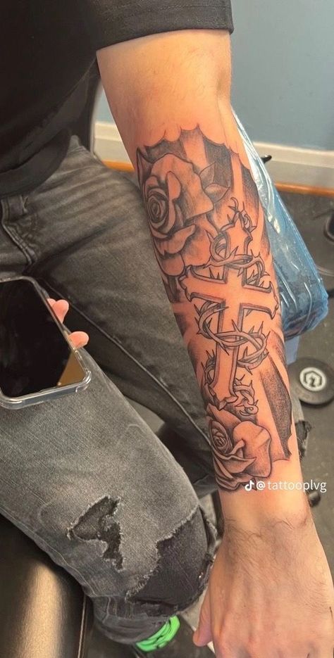 Men’s Forearm Tat, Guy Tattoos Forearm, Roman Numeral Sleeve Tattoo, Bicep Tricep Tattoo Men, Men Tatoos Arms Ideas, Small Tattoo Ideas For Men Unique, Rare Small Tattoos, King Cid Tattoo, Men S Tattoo Sleeve