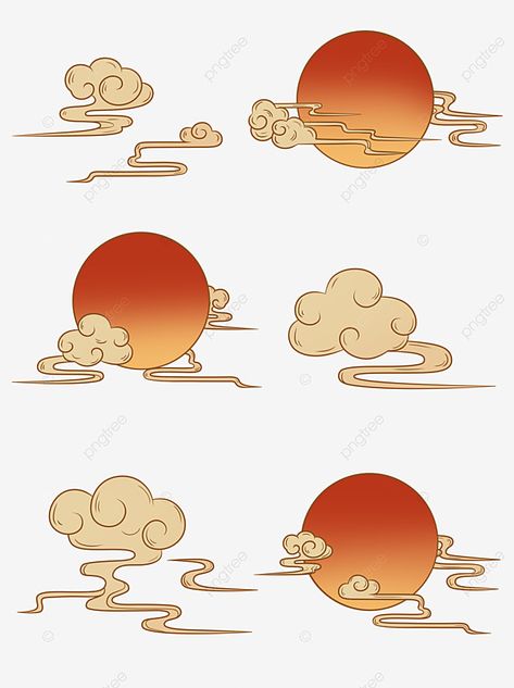 Japanese Moon Art, Asian Design Pattern, Anime Clouds, Japanese Clouds, Cartoon Moon, Moon Png, Korean Painting, Chinese Pattern, Cartoon Clouds