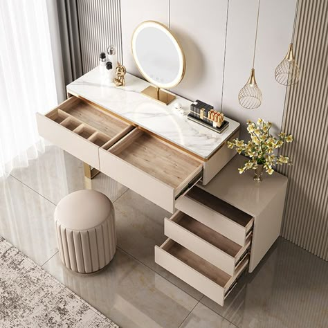 Everly Quinn Christhardt Vanity | Wayfair Apartemen Studio, Beautiful Bed Designs, Bedroom Makeup Vanity, Makeup Table Vanity, Beautiful Bed, Bedroom Vanity, Everly Quinn, Makeup Vanity, Design Case