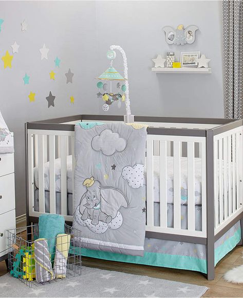 Love the dumbo theme! Very subtle colors but still adding a touch of Disney magic. What's not to love? #ad Dumbo Nursery, Dream Big Nursery, Disney Baby Nurseries, Cot Bedding Sets, Baby Dumbo, Girl Crib Bedding Sets, Crib Bedding Boy, Crib Bedding Girl, Baby Boy Bedding