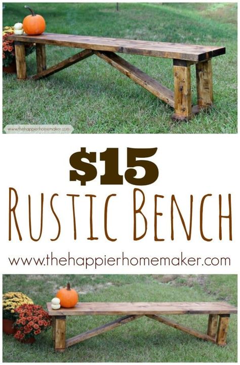 Rustic Outdoor Benches, Make A Bench, Diy Bank, Garden Bench Diy, Making A Bench, Diy Bench Outdoor, Diy Furniture Redo, Farmhouse Bench, Bench Diy