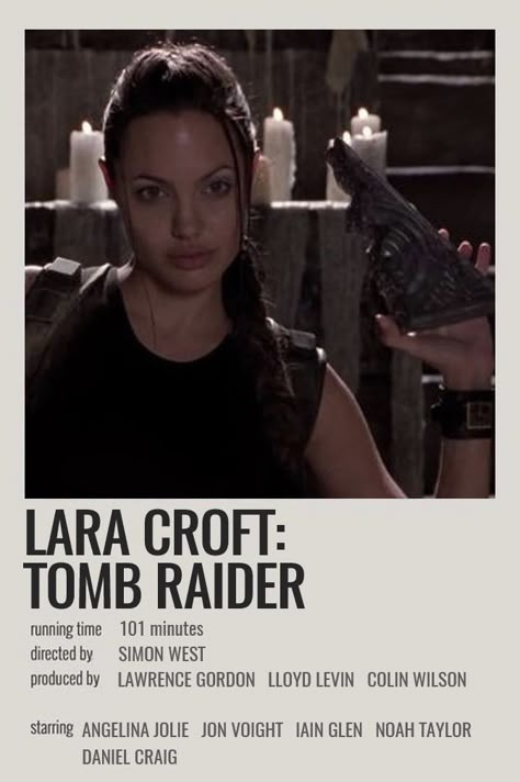 Lara Croft Movie Poster, Angelina Jolie Movie Poster, Angelina Jolie Poster, Tomb Raider 2001, Angelina Jolie Movies, Movie Character Posters, Minimalist Polaroid Poster, Movie Hacks, Movies To Watch Teenagers