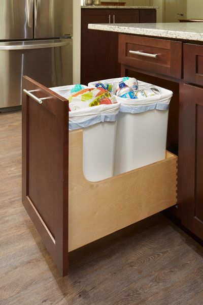 wastebasket cabinet pull out storage for trash recycling cliqstudios kitchen cabinets upgrade can large granite tiles countertops black wood