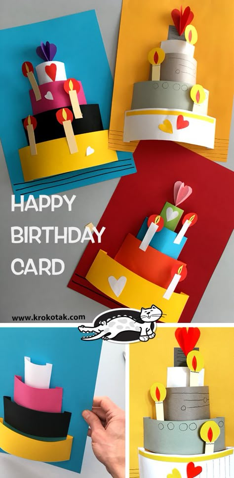 HAPPY BIRTHDAY CARD Anniversaire Diy, Birthday Card Craft, Bday Cards, Birthday Crafts, Diy Activities, Birthday Diy, Birthday Cards Diy, Happy Birthday Card, Craft Activities For Kids