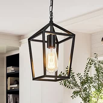 LZZDUJIA Black Farmhouse Kitchen Island Pendant Light Fixtures，Matte Vintage Rustic Pendant Light Metal Cage Lamp Chandelier Lighting for Dinning Room Hallway Black Farmhouse Light Fixtures, Black Farmhouse Kitchen, Black Pendant Light Kitchen, Rustic Pendant Light, Kitchen Island Pendant Light, Cage Lamp, Porch Remodel, Black Farmhouse, Farmhouse Kitchen Island