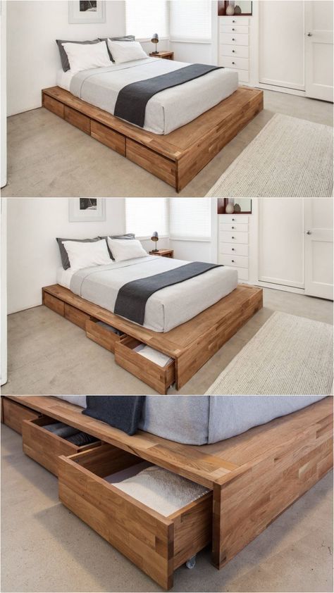 Industrial Style Bedroom, Minimalist Dekor, Diy Platform Bed, Bed Platform, Farmhouse Bedding, Trendy Bedroom, Diy Bed, Storage Bed, Design Case