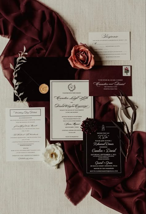 Love love love adding velvet and black with moody-hues!!! Burgundy Maroon Wedding, Burgundy Wedding Aesthetic, Moody Intimate Wedding, Wedding Themes With Black, Moody November Wedding, Black Burgundy Ivory And Gold Wedding, Black And Wine Wedding Theme, Black Maroon And Pink Wedding, Black White And Maroon Wedding